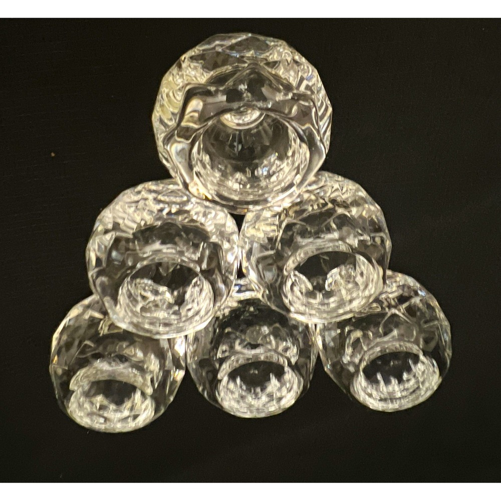 Set of 6 Clear Faceted Ball Taper Candle Holders Geometric Table Decor